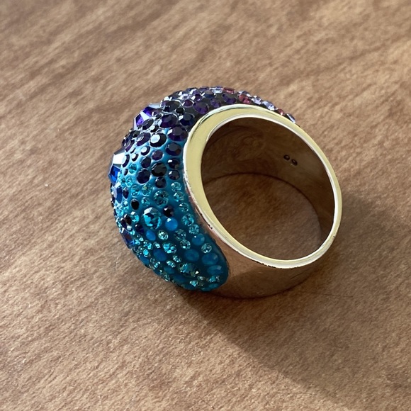 Swarovski Chic Purple Blue Large Statement Bauble Fashion Ring - Picture 14 of 16